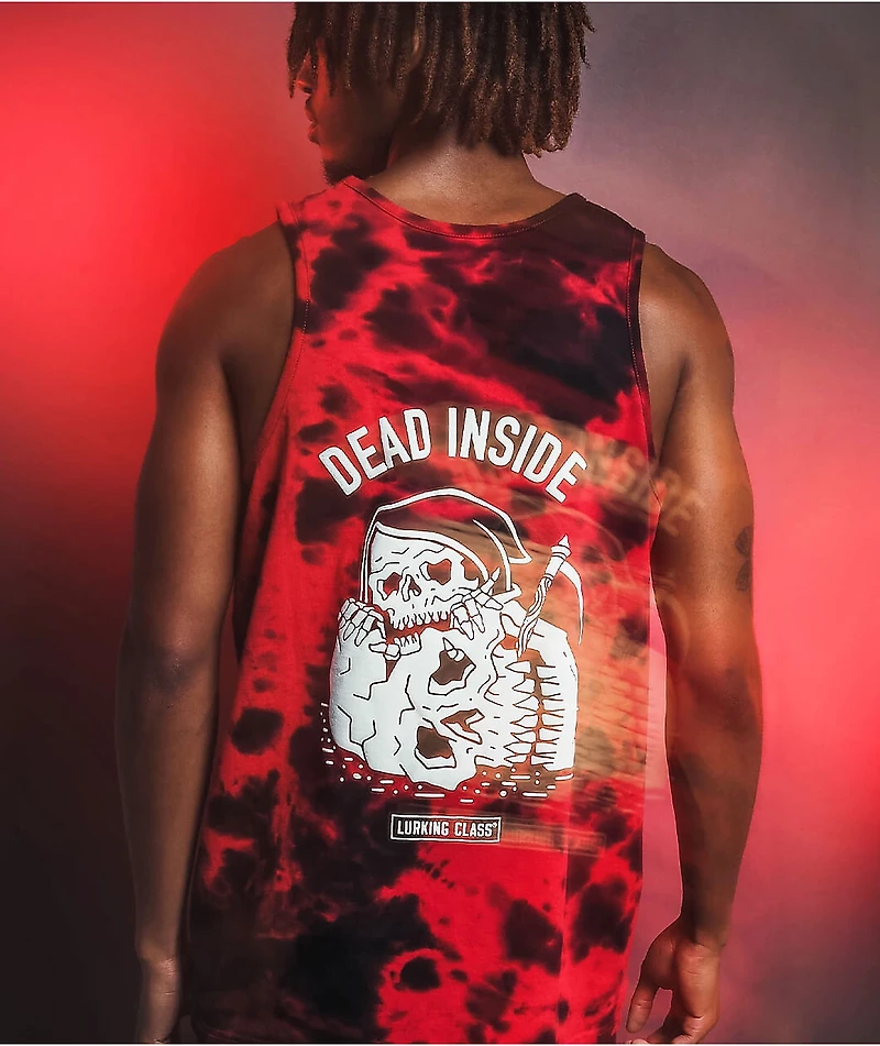 Lurking Class by Sketchy Tank Dead Inside Black & Red Tie Dye Top