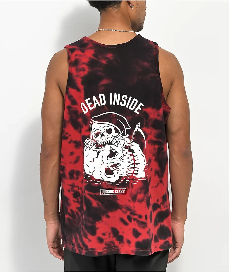 Lurking Class by Sketchy Tank Dead Inside Black & Red Tie Dye Top