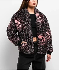 Lurking Class by Sketchy Tank Death Leopard Black & Pink Faux Fur Reversible Work Jacket