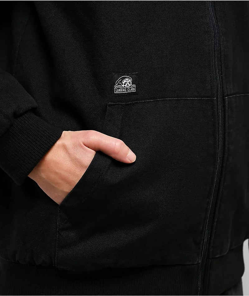 Lurking Class by Sketchy Tank Death Leopard Black & Pink Faux Fur Reversible Work Jacket