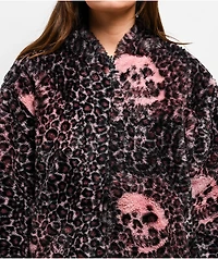 Lurking Class by Sketchy Tank Death Leopard Black & Pink Faux Fur Reversible Work Jacket