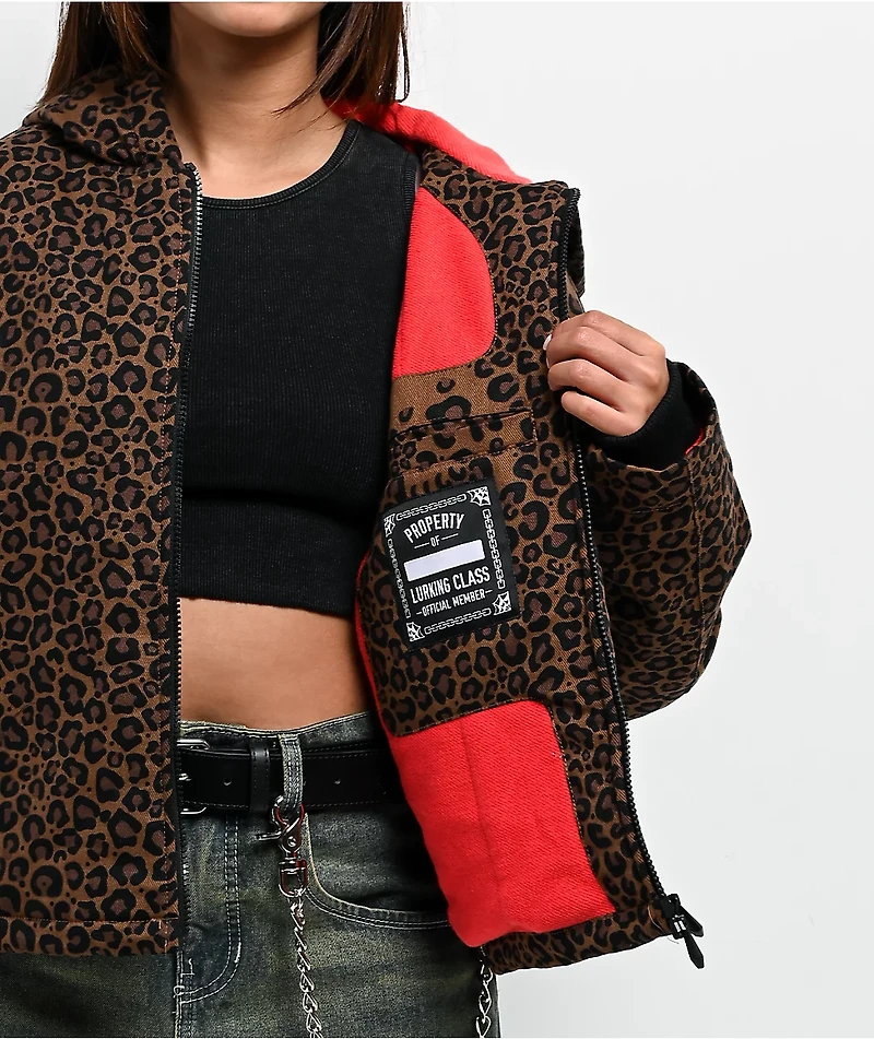 Lurking Class by Sketchy Tank Death Leopard Brown Hooded Canvas Jacket