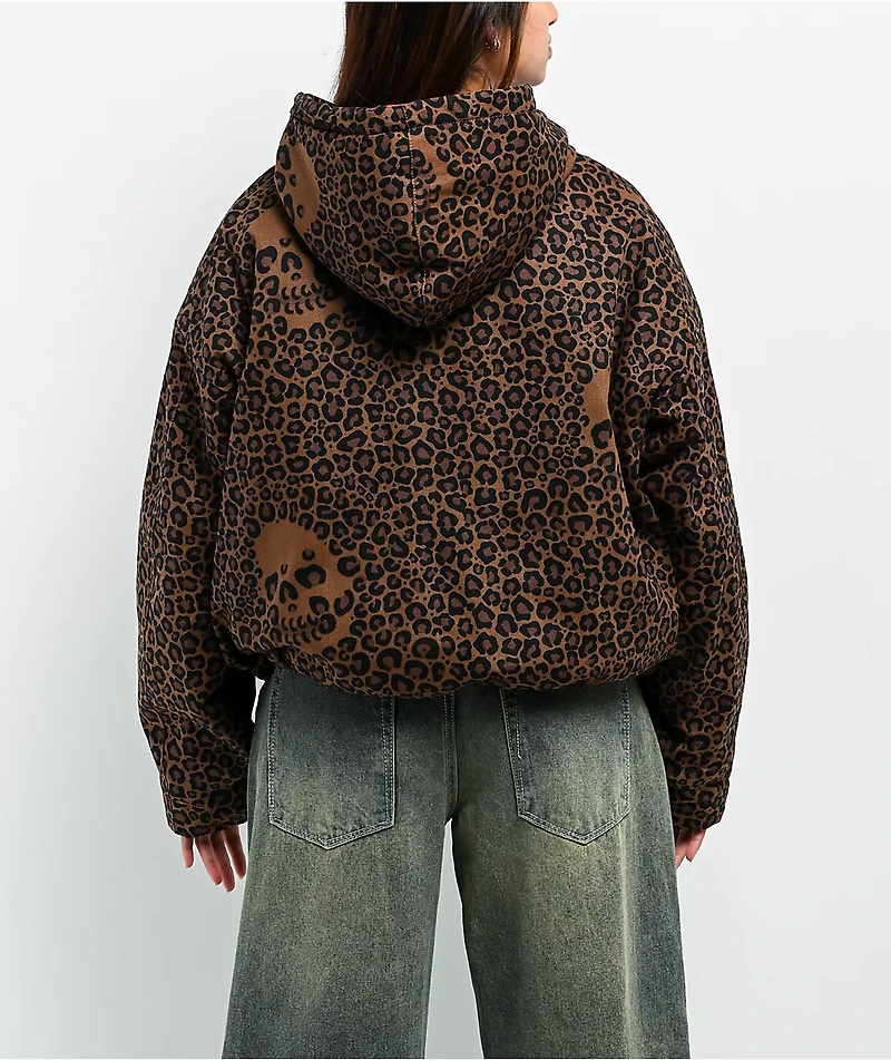 Lurking Class by Sketchy Tank Death Leopard Brown Hooded Canvas Jacket