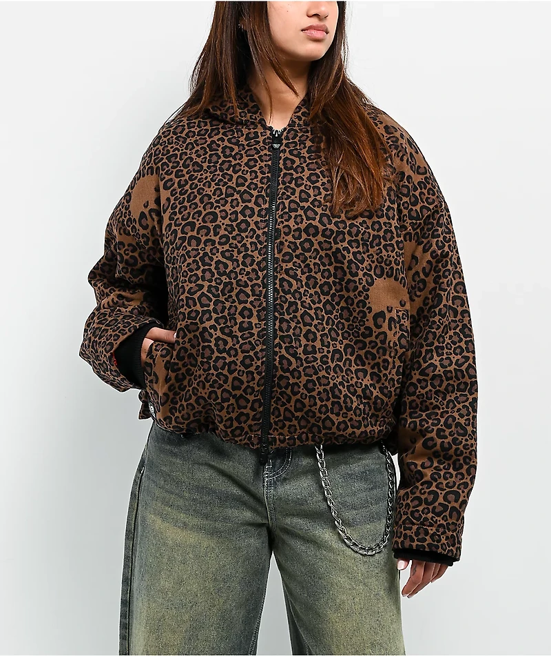 Lurking Class by Sketchy Tank Death Leopard Brown Hooded Canvas Jacket