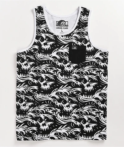 Lurking Class by Sketchy Tank Death Wave Black & White Top
