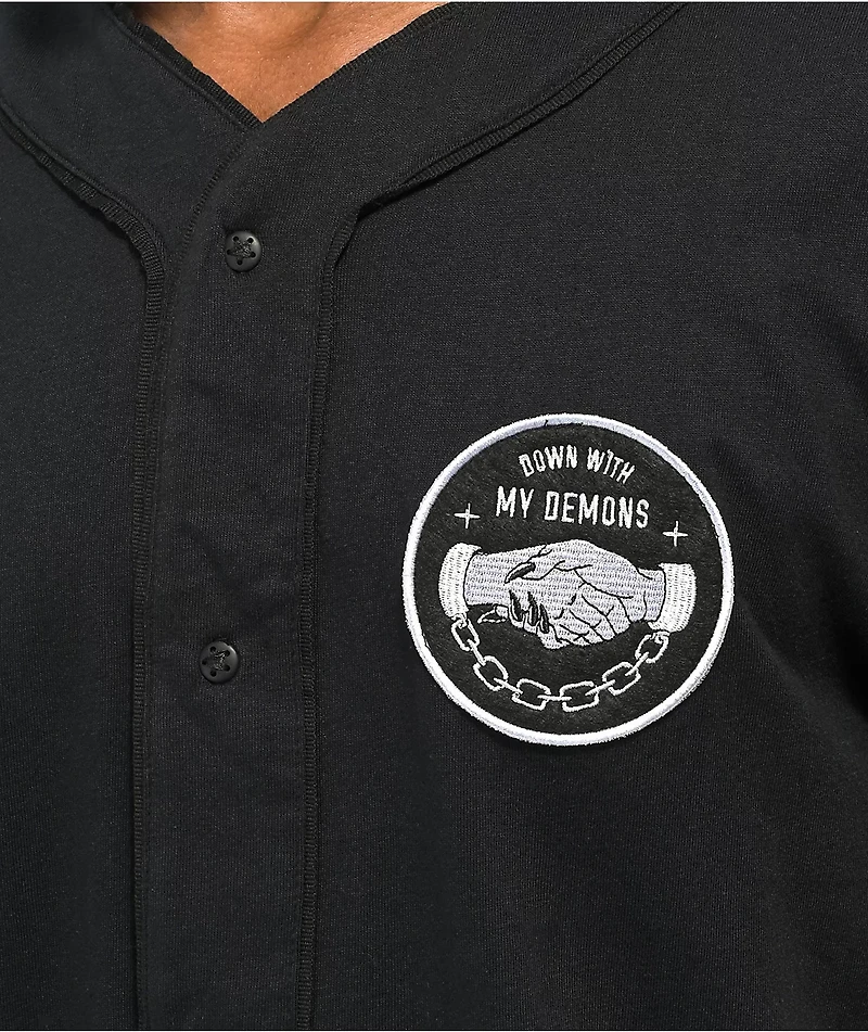 Lurking Class by Sketchy Tank Demons Black Baseball Jersey