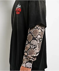 Lurking Class by Sketchy Tank Deserted Python Black & Snakeskin 2fer Long Sleeve T-Shirt