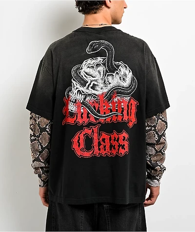 Lurking Class by Sketchy Tank Deserted Python Black & Snakeskin 2fer Long Sleeve T-Shirt