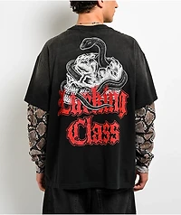 Lurking Class by Sketchy Tank Deserted Python Black & Snakeskin 2fer Long Sleeve T-Shirt