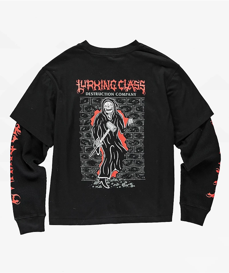 Lurking Class by Sketchy Tank Destruction Black 2fer Long Sleeve T-Shirt