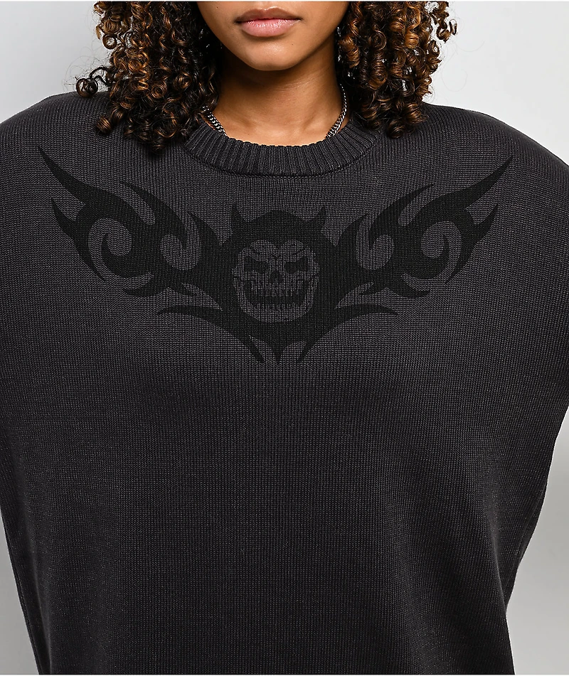 Lurking Class by Sketchy Tank Distressed Charcoal Wash Sweater