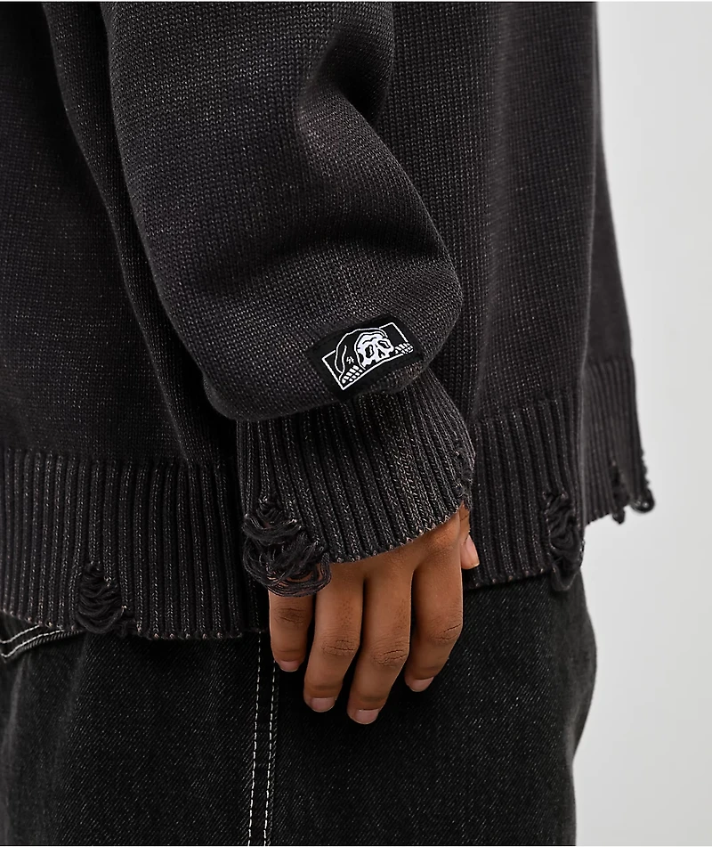 Lurking Class by Sketchy Tank Distressed Charcoal Wash Sweater