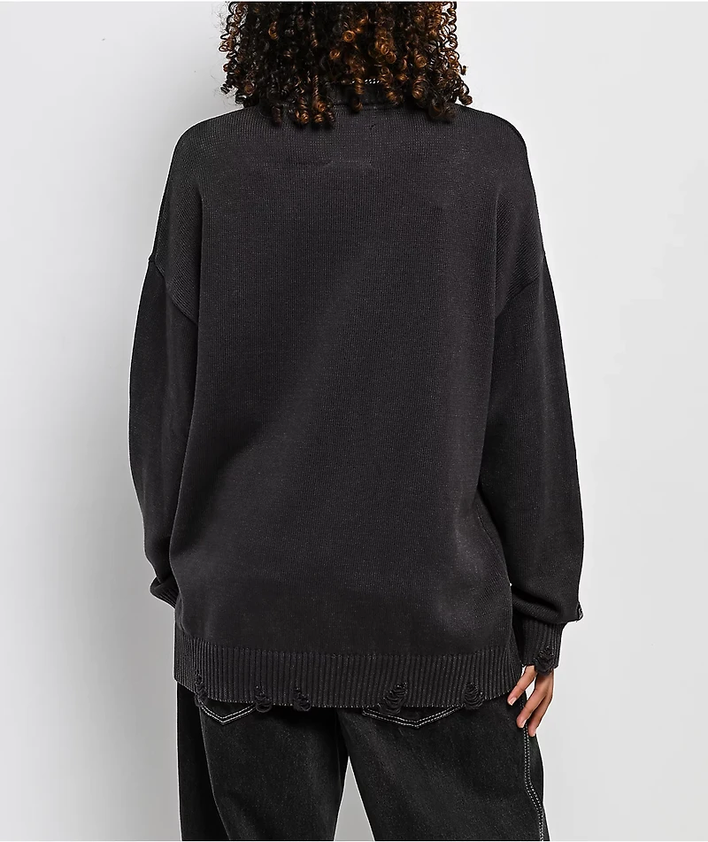 Lurking Class by Sketchy Tank Distressed Charcoal Wash Sweater
