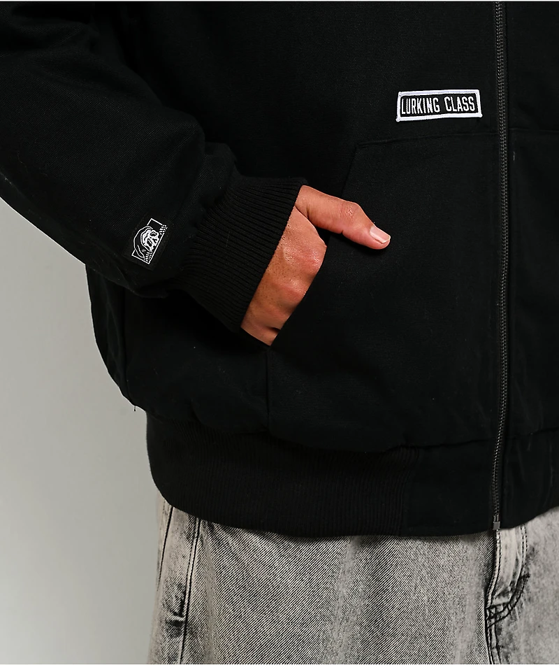Lurking Class by Sketchy Tank Do No Harm Black Hooded Canvas Work Jacket