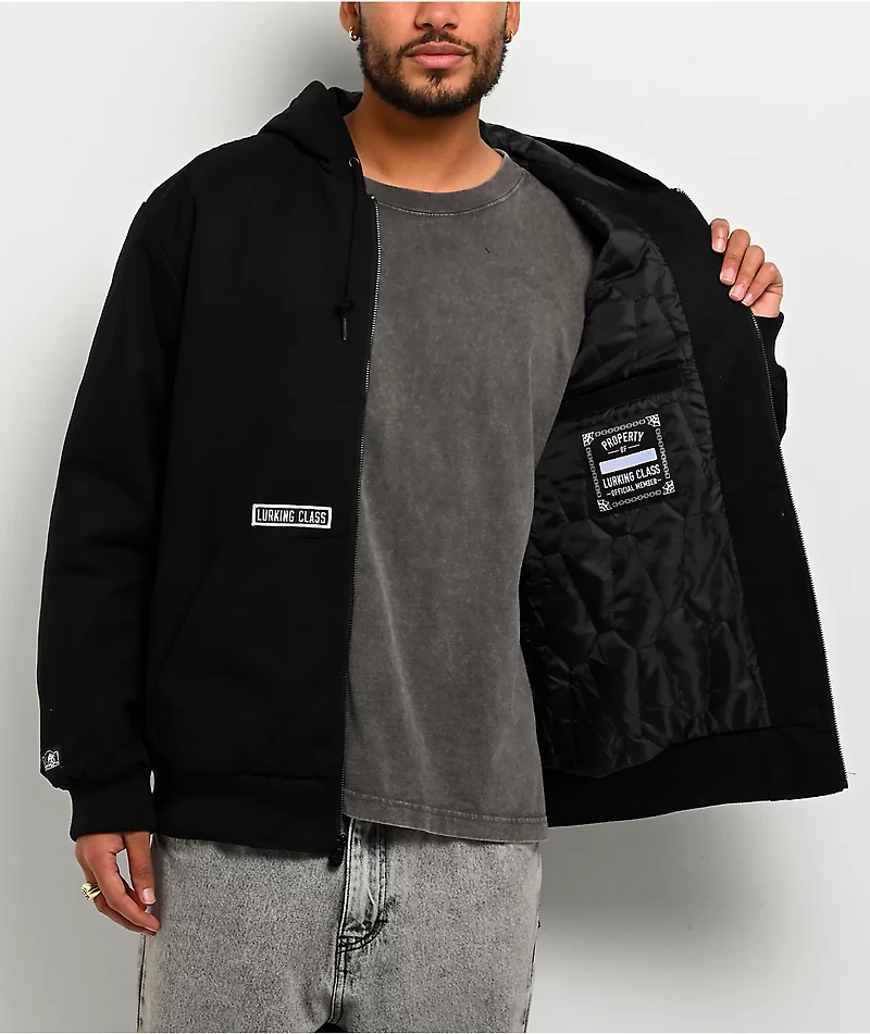 Lurking Class by Sketchy Tank Do No Harm Black Hooded Canvas Work Jacket