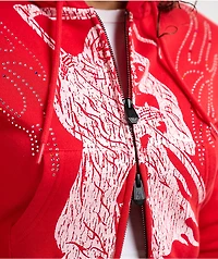 Lurking Class by Sketchy Tank Don't Pray For Me Red Crop Zip Hoodie