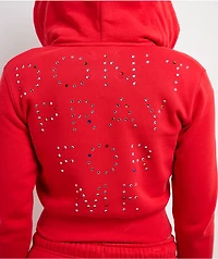 Lurking Class by Sketchy Tank Don't Pray For Me Red Crop Zip Hoodie