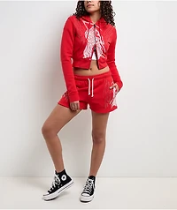 Lurking Class by Sketchy Tank Don't Pray For Me Red Crop Zip Hoodie