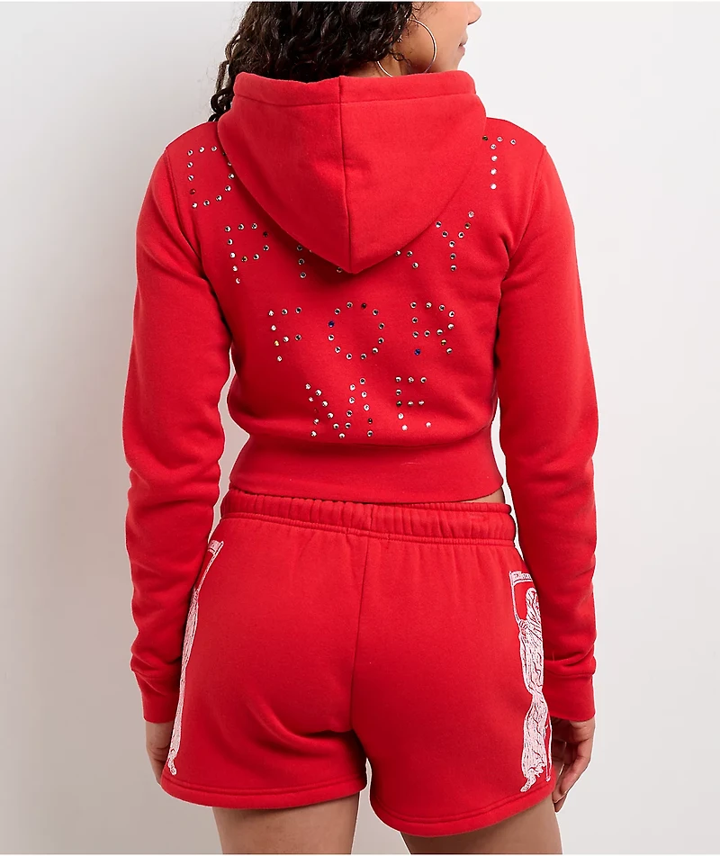 Lurking Class by Sketchy Tank Don't Pray For Me Red Crop Zip Hoodie