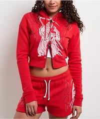 Lurking Class by Sketchy Tank Don't Pray For Me Red Crop Zip Hoodie