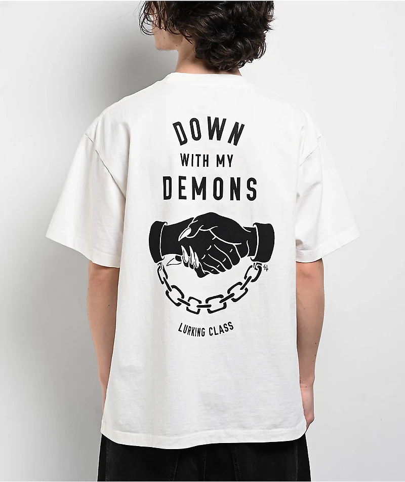 Lurking Class by Sketchy Tank Down With My Demons White T-Shirt