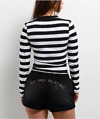 Lurking Class by Sketchy Tank Eat Your Heart Out Black & White Stripe Long Sleeve T-Shirt
