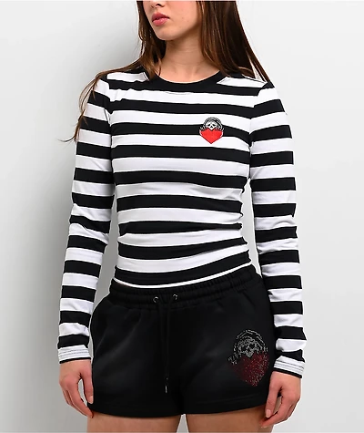 Lurking Class by Sketchy Tank Eat Your Heart Out Black & White Stripe Long Sleeve T-Shirt