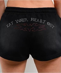 Lurking Class by Sketchy Tank Eat Your Heart Out Black Wash Fleece Shorts