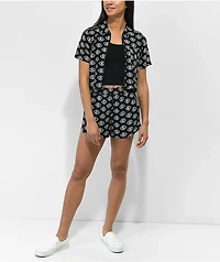 Lurking Class by Sketchy Tank Eyes Black Crop Short Sleeve Zip Up Shirt