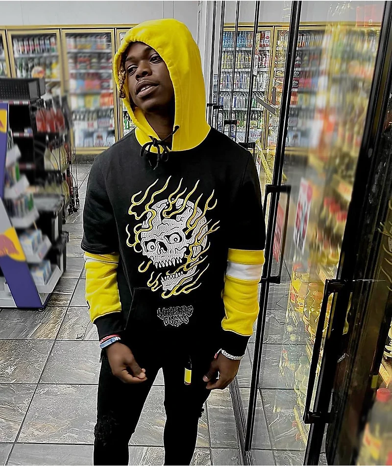 Lurking Class by Sketchy Tank Fire Black & Yellow Hoodie