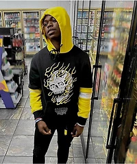 Lurking Class by Sketchy Tank Fire Black & Yellow Hoodie