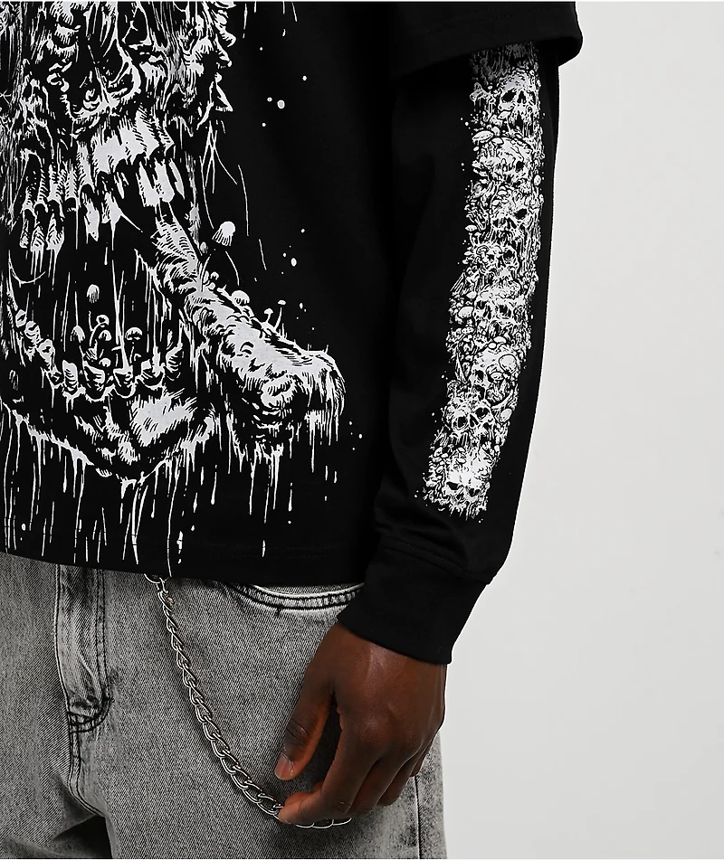 Lurking Class by Sketchy Tank Funguy Black 2fer Long Sleeve T-Shirt