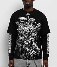 Lurking Class by Sketchy Tank Funguy Black 2fer Long Sleeve T-Shirt