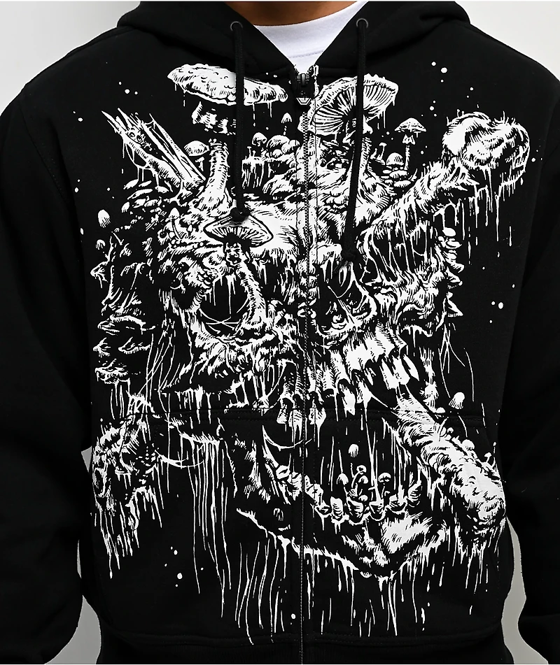 Lurking Class by Sketchy Tank Funguy Black Zip Hoodie