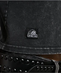 Lurking Class by Sketchy Tank Grand Sin Embroidered Black Wash Crop T-Shirt