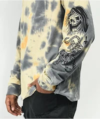 Lurking Class by Sketchy Tank Greed Flash Blue & Tan Tie Dye Long Sleeve T-Shirt