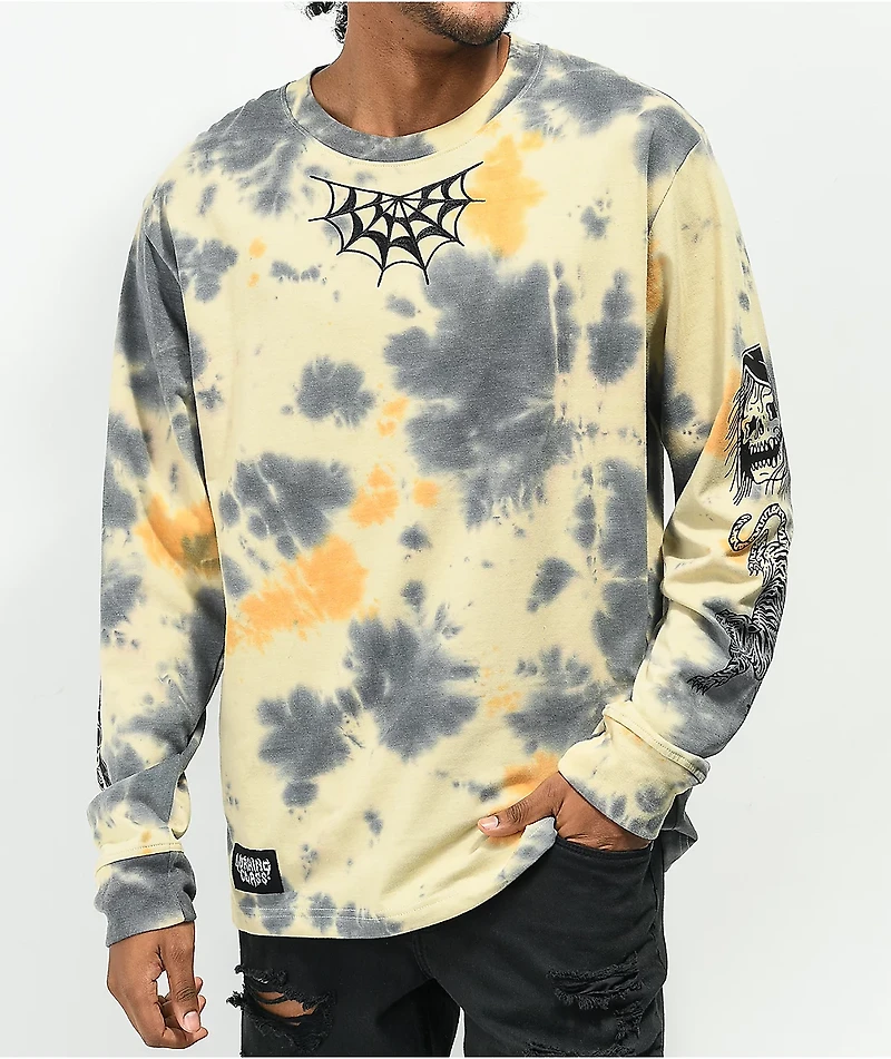 Lurking Class by Sketchy Tank Greed Flash Blue & Tan Tie Dye Long Sleeve T-Shirt