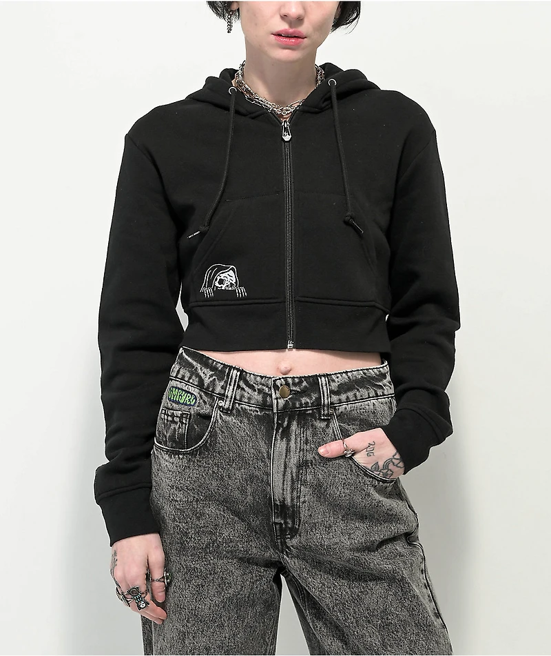 Lurking Class by Sketchy Tank Hesh Black Crop Zip Hoodie