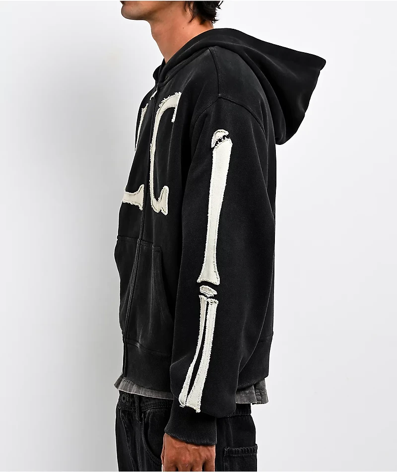 Lurking Class by Sketchy Tank Home Team Black Crop Zip Hoodie