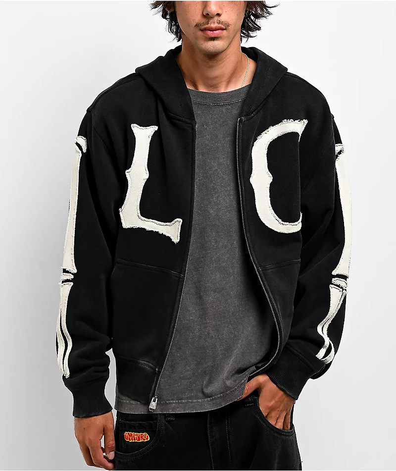 Lurking Class by Sketchy Tank Home Team Black Crop Zip Hoodie
