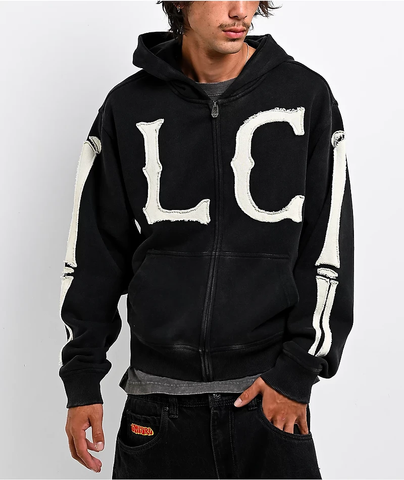 Lurking Class by Sketchy Tank Home Team Black Crop Zip Hoodie
