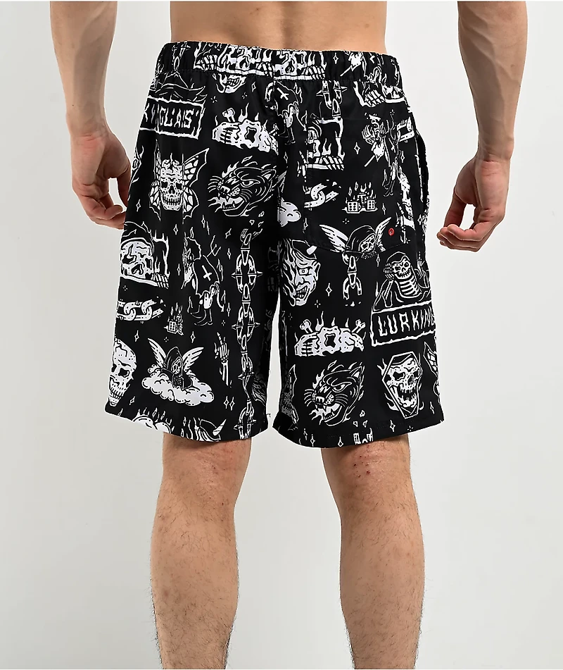 Lurking Class by Sketchy Tank Hotbox Flash Black Board Shorts