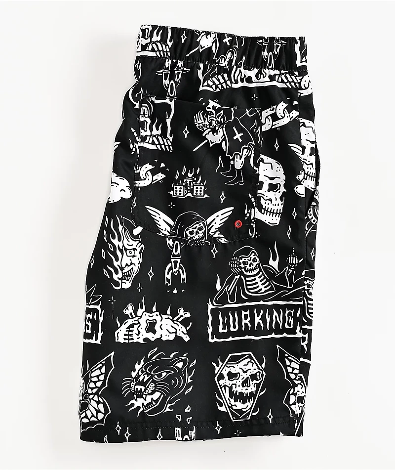 Lurking Class by Sketchy Tank Hotbox Flash Black Board Shorts
