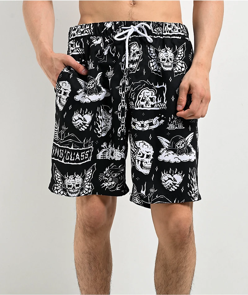 Lurking Class by Sketchy Tank Hotbox Flash Black Board Shorts