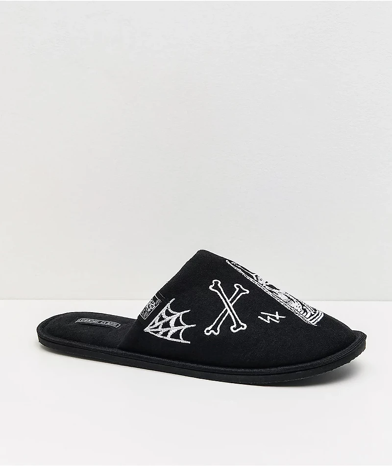 Lurking Class by Sketchy Tank Logo Black Slippers