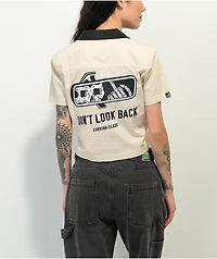 Lurking Class by Sketchy Tank Look Work Tan Crop Woven Shirt