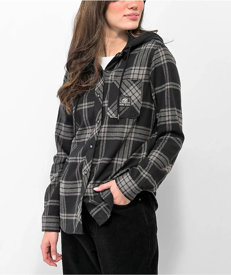 Lurking Class by Sketchy Tank Loose Lips Black Hooded Flannel Shirt