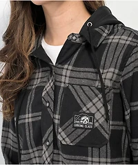 Lurking Class by Sketchy Tank Loose Lips Black Hooded Flannel Shirt