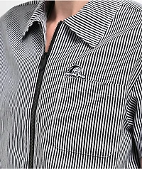 Lurking Class by Sketchy Tank Lurker Black & White Stripe Crop Work Shirt