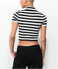 Lurking Class by Sketchy Tank Lurker Black & White Stripe Mock Neck Crop Top